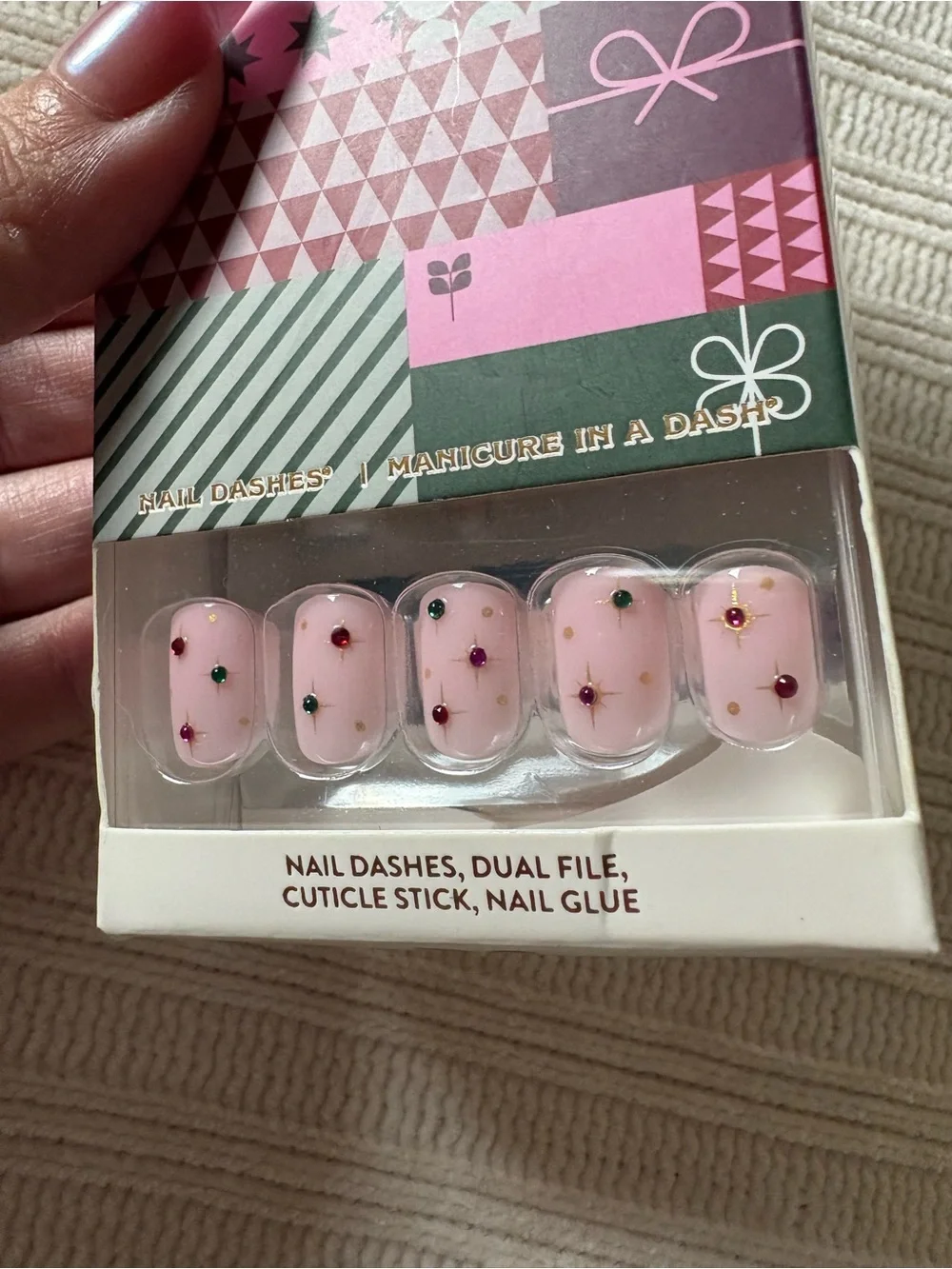 Red Aspen Pink Press-On Nail Dashes Giulias Glistening Gifts